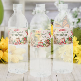 Etiqueta Para Botella De Agua Berry First Strawberry and Bear Birday