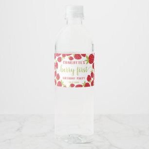 Etiqueta Para Botella De Agua Berry First Strawberry Primer Personalizado Fiesta