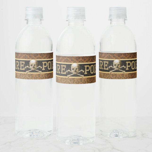 Etiqueta Para Botella De Agua Beware Poison Skull Halloween (Botellas)
