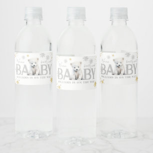 Etiqueta Para Botella De Agua Bienvenida Baby Shower de Winter Modern Bearly Wai