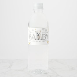 Etiqueta Para Botella De Agua Bienvenida Baby Shower de Winter Modern Bearly Wai