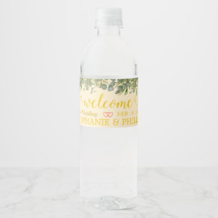 Etiqueta Para Botella De Agua Bienvenida Bote de agua del Boda del follaje Eucal