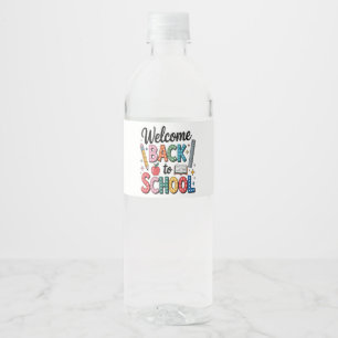 Etiqueta Para Botella De Agua Bienvenido de nuevo a la escuela