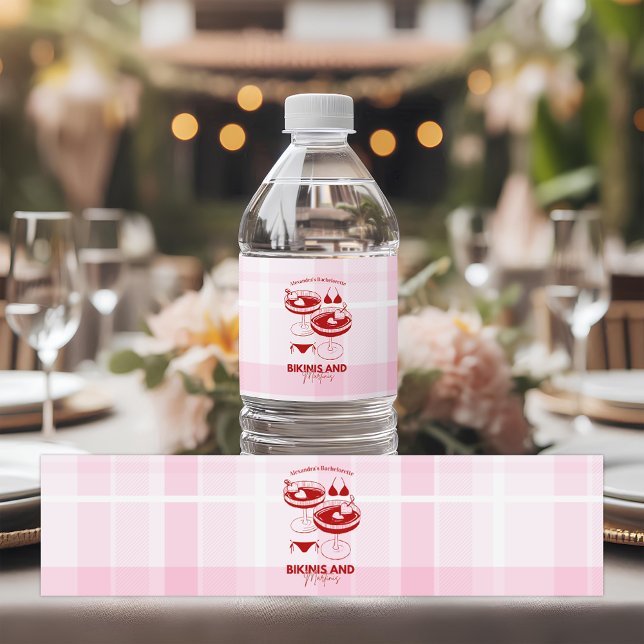 Etiqueta Para Botella De Agua Bikinis Y Martinis Bachelorette (Subido por el creador)