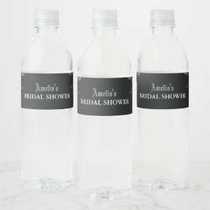 Etiqueta Para Botella De Agua Black Dark Moody Vintage Winter Bridal Ducha