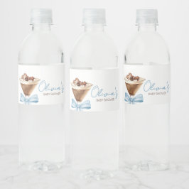 Etiqueta Para Botella De Agua Blue Bow Espresso Martini Baby Shower