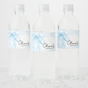 Etiqueta Para Botella De Agua Blue Bow Little Boo Baby Shower