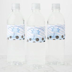 Etiqueta Para Botella De Agua Blue Bubble Boba Tea Axolotl Fiesta de cumpleaños