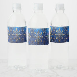 Etiqueta Para Botella De Agua Blue Decorative Holiday