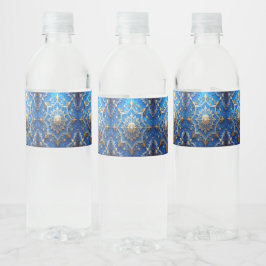 Etiqueta Para Botella De Agua Blue Decorative Holiday