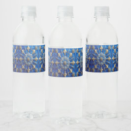 Etiqueta Para Botella De Agua Blue Decorative Holiday