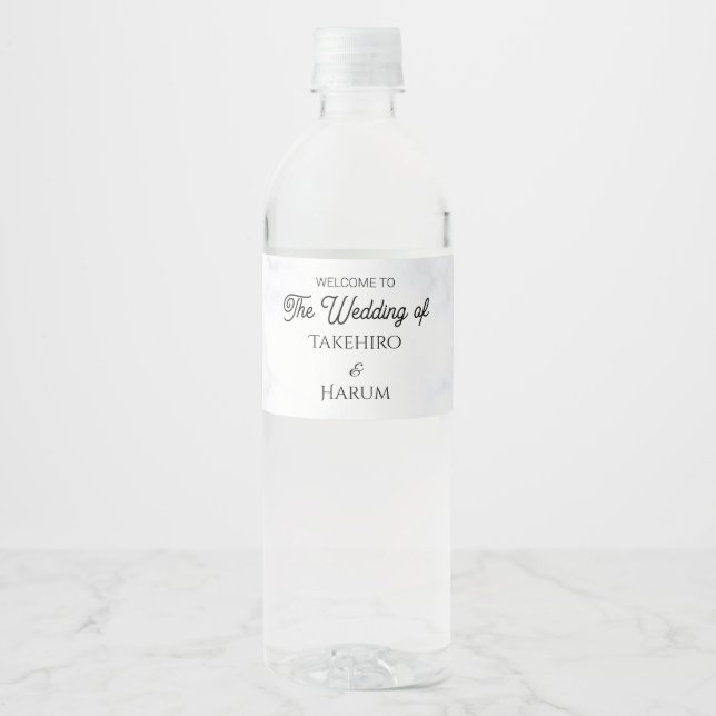 Etiqueta Para Botella De Agua Blue Elegant flower summer wedding (Anverso)