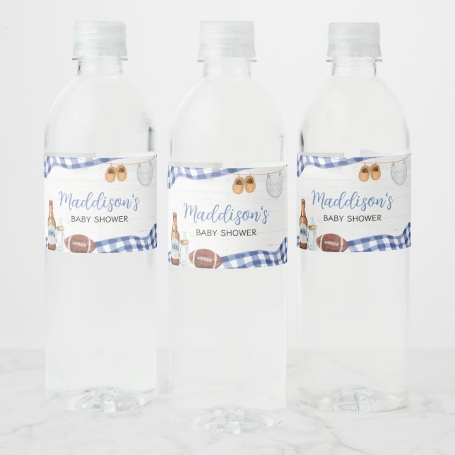 Etiqueta Para Botella De Agua Blue Football Baby Shower (Botellas)