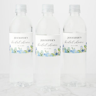 Etiqueta Para Botella De Agua Blue Hydrangea Bridal Shower Favor
