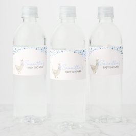 Etiqueta Para Botella De Agua Blue Little Silly Goose Baby Shower
