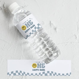 Etiqueta Para Botella De Agua Blue ONE Happy Dude Birday Water Botlabel