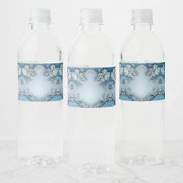 Etiqueta Para Botella De Agua Blue Ornate Floral Water Bottle Label