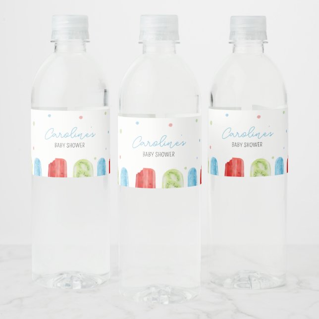 Etiqueta Para Botella De Agua Blue Popsicle Baby Shower (Botellas)