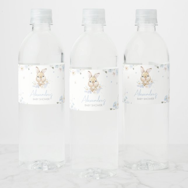 Etiqueta Para Botella De Agua Blue Rabbit Somebunny Baby Shower (Botellas)