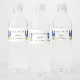 Etiqueta Para Botella De Agua Bluebonnets Bridal Shower Blue Floral Boda