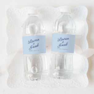 Etiqueta Para Botella De Agua Boda Azul Minimalista Moderna