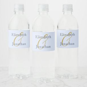 Etiqueta Para Botella De Agua Boda azul opulento