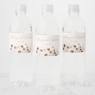 Etiqueta Para Botella De Agua Boda Beige de Fall Wildflower Field