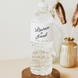 Etiqueta Para Botella De Agua Boda blanco negro Minimalista moderno mínimo