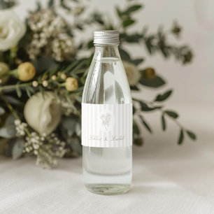 Etiqueta Para Botella De Agua Boda Botánica de Raya Chic Blanca