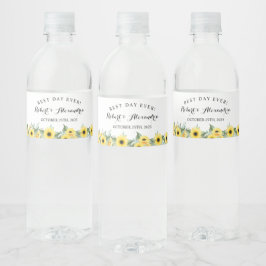Etiqueta Para Botella De Agua Boda Bridal Shower Recepción Sunflower Greenery