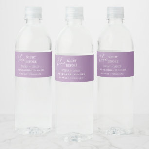Etiqueta Para Botella De Agua Boda Cena de Ensayo de Lavanda Moderna 