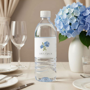 Etiqueta Para Botella De Agua Boda Chic Hortensia Azul