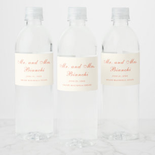Etiqueta Para Botella De Agua Boda Clásica Moderna de Terracota Elegante