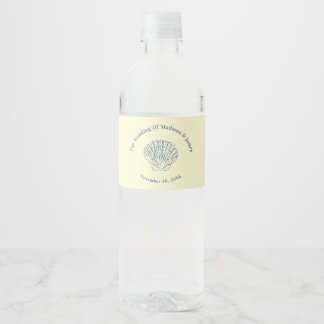 Etiqueta Para Botella De Agua Boda Costera Moderno Amarillo Con Conchas Marinas