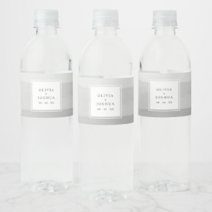 Etiqueta Para Botella De Agua Boda de acuarela gris moderno