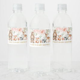 Etiqueta Para Botella De Agua Boda de animales de Woodland Rubor Floral Baby Sho