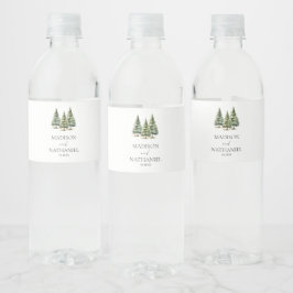 Etiqueta Para Botella De Agua Boda de bosques de pinos de nieve en invierno mini