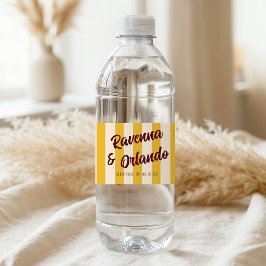 Etiqueta Para Botella De Agua Boda de Burgundy Retro con Franja de Melocotón Dis