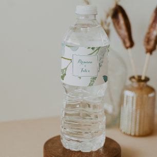 Etiqueta Para Botella De Agua Boda de caligrafía de eucalipto verde ventilado