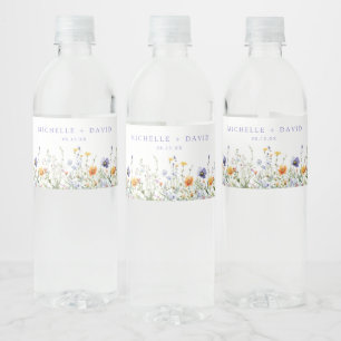 Etiqueta Para Botella De Agua Boda de campo de flores silvestres