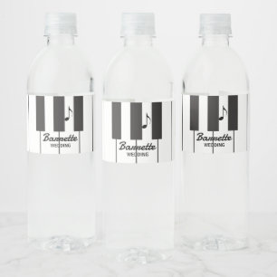 Etiqueta Para Botella De Agua Boda de Cayos de piano de músicos creativos