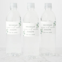 Etiqueta Para Botella De Agua Boda de color de agua verde Eucalyptus Sage