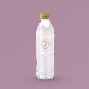 Etiqueta Para Botella De Agua Boda de Corazones de Oro para Siempre