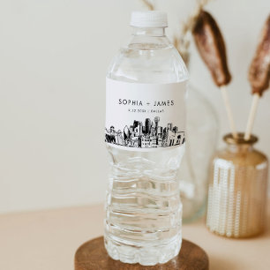 Etiqueta Para Botella De Agua Boda de Dallas Skyline