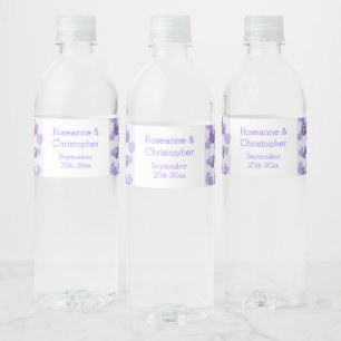 Etiqueta Para Botella De Agua Boda de diseño cardíaco de glicinia morada