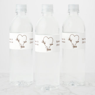 Etiqueta Para Botella De Agua Boda De Diseño De Corazón Y Mariposas De Chocolate