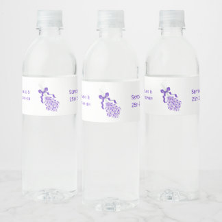 Etiqueta Para Botella De Agua Boda de diseño de lavanda