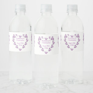 Etiqueta Para Botella De Agua Boda de diseño de mariposas moradas