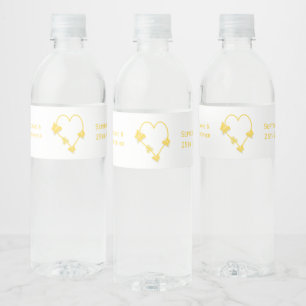 Etiqueta Para Botella De Agua Boda de diseño del corazón de mariposa amarillo