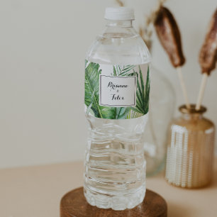 Etiqueta Para Botella De Agua Boda de energía tropical de destino geométrico